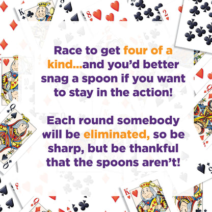 PlayMonster Spoons in a Case, Card Games for Kids - Spoons Game, Fun Family Games for Kids and Adults, Game Night, Travel Games, 3-6 Players, Ages 7+
