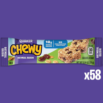 Quaker Chewy Granola Bars, Chewy & Dipps Variety Pack, (58 Bars), Whole Grains, No Artificial Flavors, No Added Colors