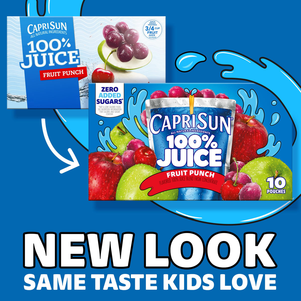 Capri Sun 100% Juice Fruit Punch Naturally Flavored Juice Blend, 40 ct Pack, 4 Boxes of 10 Pouches