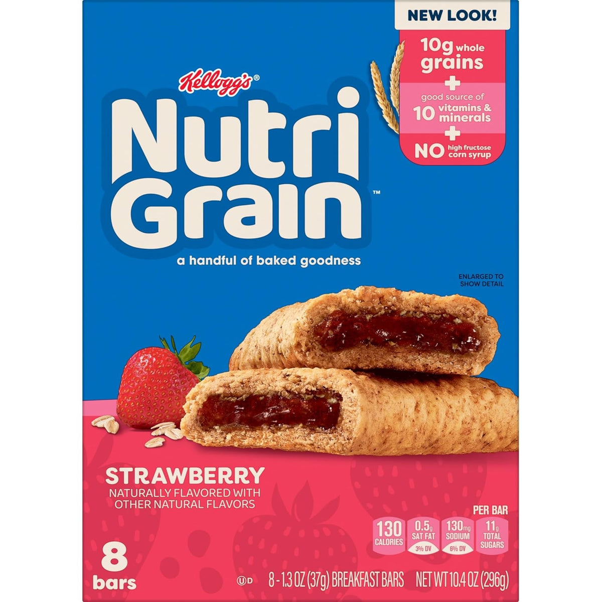 Nutri-Grain Soft Baked Breakfast Bars, Made with Whole Grains, Kids Snacks, Strawberry (6 Boxes, 48 Count)