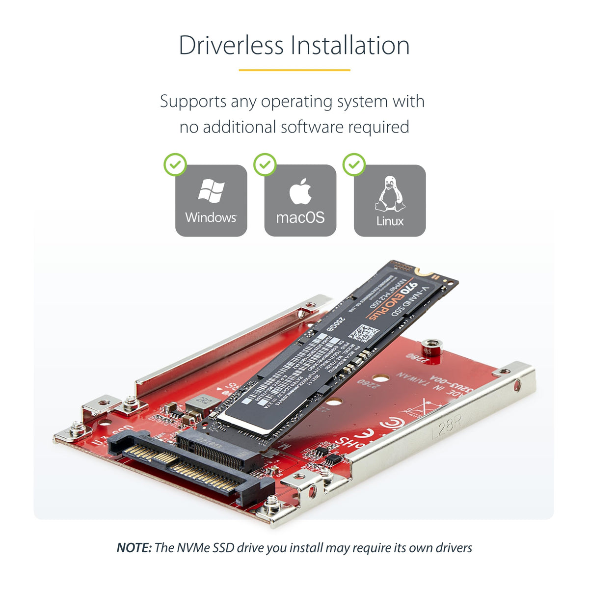 StarTech.com M.2. PCI-e NVMe to U.2 (SFF-8639) Adapter - Not Compatible with SATA Drives or SAS Controllers - For M.2 PCIe NVMe SSDs - PCIe M.2 Drive to U.2 Host Adapter - M2 SSD Converter, TAA