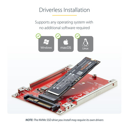 StarTech.com M.2. PCI-e NVMe to U.2 (SFF-8639) Adapter - Not Compatible with SATA Drives or SAS Controllers - For M.2 PCIe NVMe SSDs - PCIe M.2 Drive to U.2 Host Adapter - M2 SSD Converter, TAA