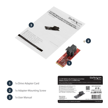 StarTech.com M.2. PCI-e NVMe to U.2 (SFF-8639) Adapter - Not Compatible with SATA Drives or SAS Controllers - For M.2 PCIe NVMe SSDs - PCIe M.2 Drive to U.2 Host Adapter - M2 SSD Converter, TAA