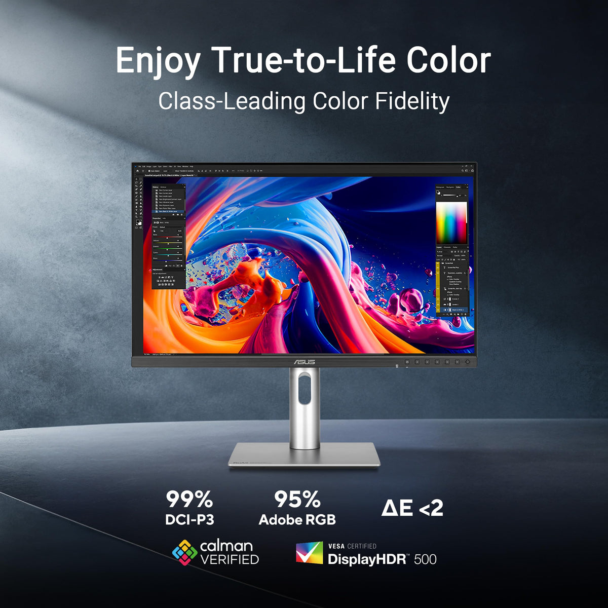 ASUS ProArt Display PA278QV 27” WQHD (2560 x 1440) Monitor, 100% sRGB/Rec. 709 ΔE < 2, IPS, DisplayPort HDMI DVI-D Mini DP, Calman Verified, Eye Care, Anti-Glare, Tilt Pivot Swivel Height Adjustable
