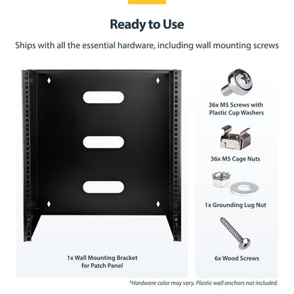 StarTech.com 6U Wall Mount Network Rack - 14 Inch Deep (Low Profile) - 19" Patch Panel Bracket for Shallow Server and IT Equipment, Network Switches - 44lbs/20kg Weight Capacity, Black (WALLMOUNT6)