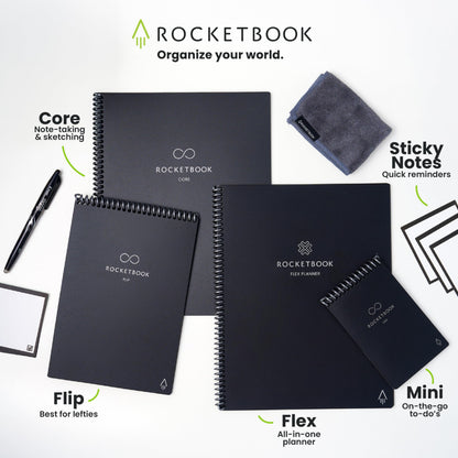 Rocketbook Fusion Hybrid Reusable Planner and Notebook in One, Additional Blank Pages, Goal and Project Tracker, Undated Planner, Letter Size 8.5x11, Black (Pack of 1)