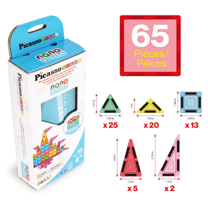 PicassoTiles 60 Piece Set 60pcs Magnet Building Tiles Clear Magnetic 3D Blocks Construction Playboards - Creativity Beyond Imagination, Inspirational, Recreational, Educational, Conventional