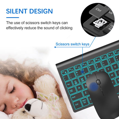 TopMate Wireless Keyboard and Mouse Ultra Slim Combo, 2.4G Silent Compact USB 2400DPI Mouse and Scissor Switch Keyboard Set with Cover, Batteries Included, for PC/Laptop/Windows/Mac - White