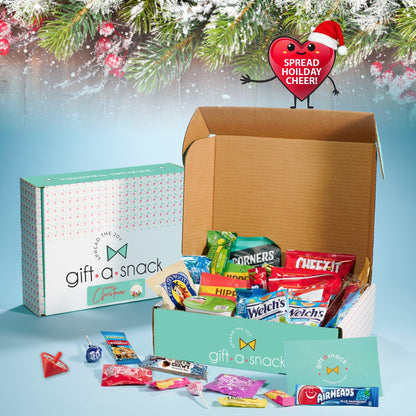 Gift A Snack - Fathers Day Treats Snack Box Variety Pack Care Package + Greeting Card (40 Count) Birthday Sweet Treats Gift Basket, Candies Chips Crackers Bars Office Food Assortments & Variety Gifts