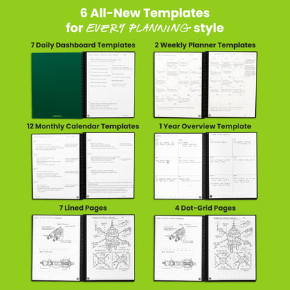 Rocketbook Fusion Hybrid Reusable Planner and Notebook in One, Additional Blank Pages, Goal and Project Tracker, Undated Planner, Letter Size 8.5x11, Black (Pack of 1)