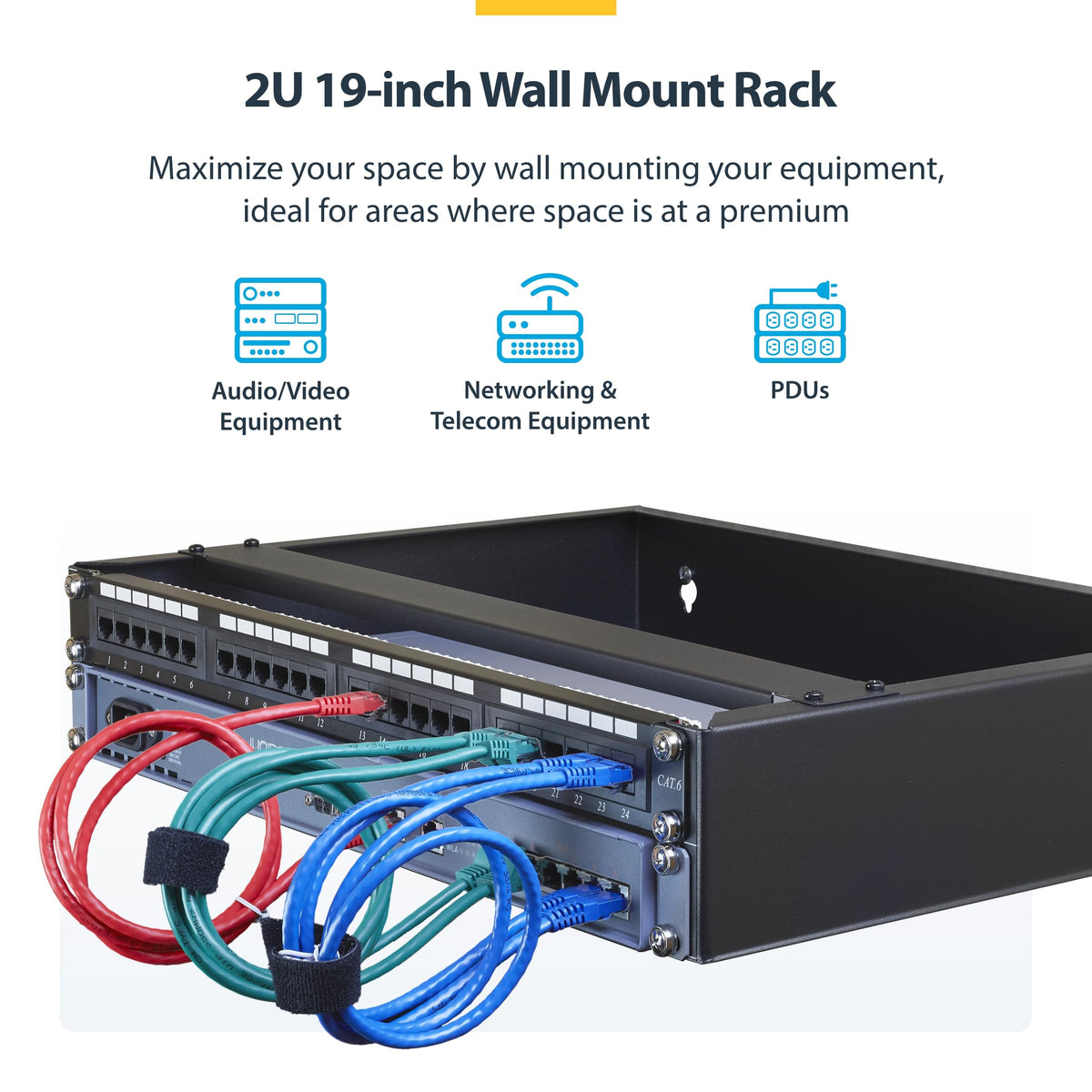 StarTech.com 6U Wall Mount Network Rack - 14 Inch Deep (Low Profile) - 19" Patch Panel Bracket for Shallow Server and IT Equipment, Network Switches - 44lbs/20kg Weight Capacity, Black (WALLMOUNT6)