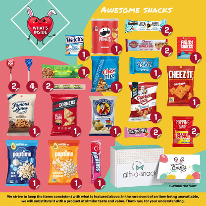 Gift A Snack - Fathers Day Treats Snack Box Variety Pack Care Package + Greeting Card (40 Count) Birthday Sweet Treats Gift Basket, Candies Chips Crackers Bars Office Food Assortments & Variety Gifts