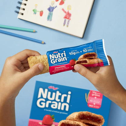 Nutri-Grain Soft Baked Breakfast Bars, Made with Whole Grains, Kids Snacks, Strawberry (6 Boxes, 48 Count)