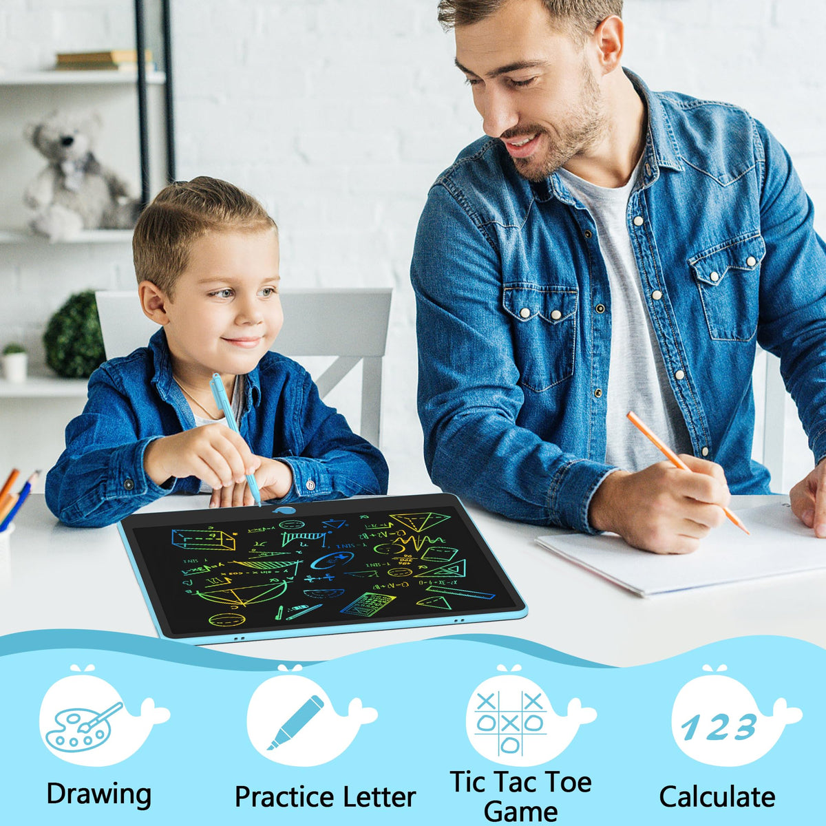 Hockvill LCD Writing Tablet for Kids 8.8 Inch, Toys for Girls Boys Drawing Pad for 3 4 5 6 7 Year Old Kids Toys, Children Christmas Birthday Gift for Kids Toddler Doodle Board Travel Essentials