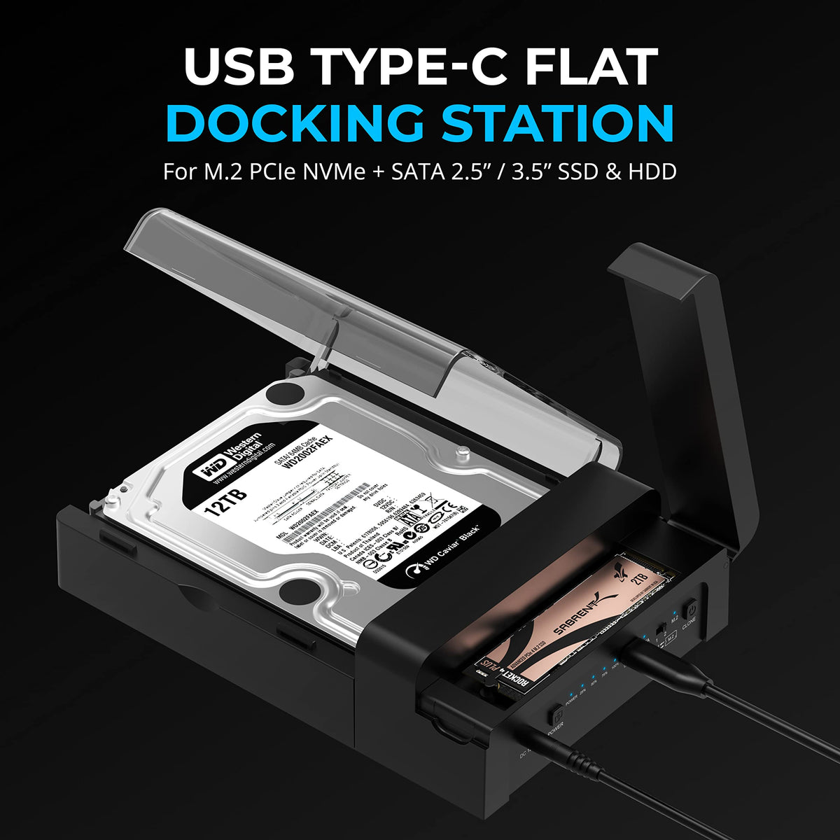 SABRENT USB 3.0 to SATA Hard Drive Docking Station, 2.5/3.5in (EC-DFLT)
