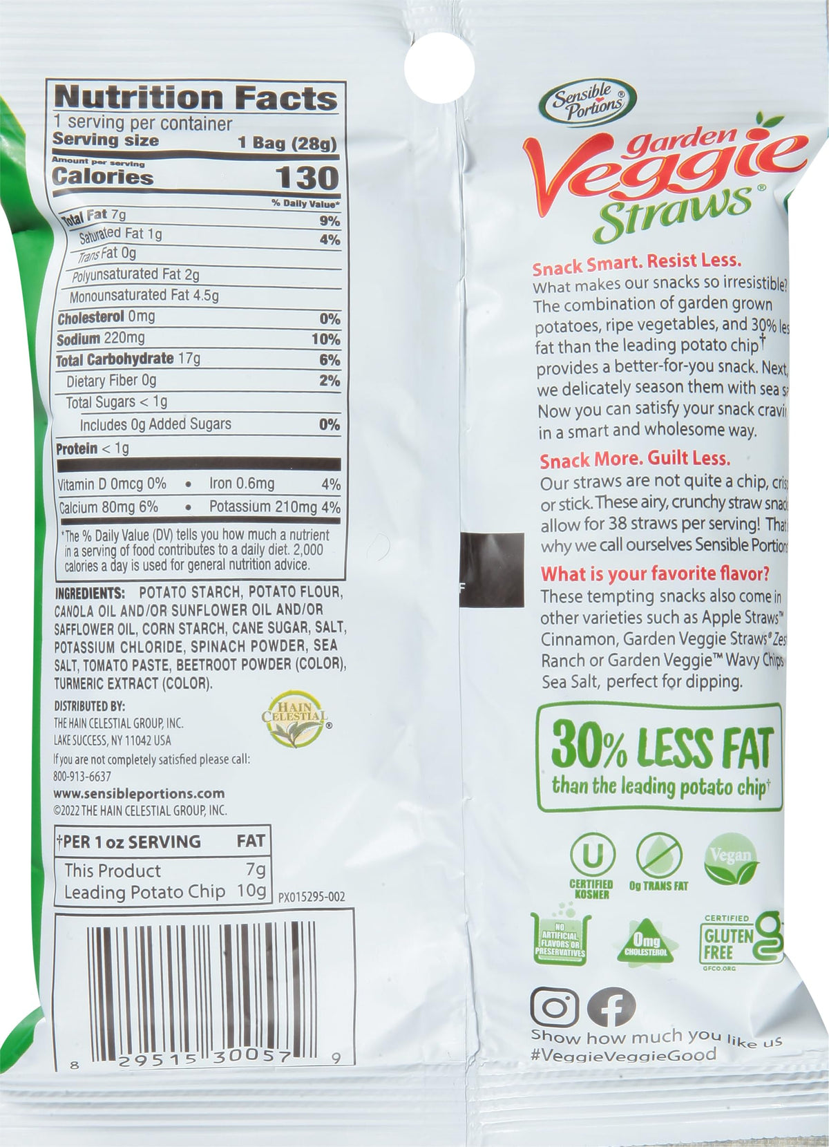 Sensible Portions Veggie Straws - Garden Snacks Variety Pack, Sea Salt, Ranch, Cheddar, Apple Cinnamon, Gluten Free Bulk Snacks, 1 Oz (Pack of 24)