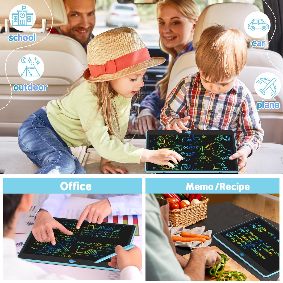 Hockvill LCD Writing Tablet for Kids 8.8 Inch, Toys for Girls Boys Drawing Pad for 3 4 5 6 7 Year Old Kids Toys, Children Christmas Birthday Gift for Kids Toddler Doodle Board Travel Essentials