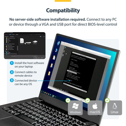 StarTech.com Portable Laptop Crash Cart Adapter, USB/VGA Analogue KVM Console, File Transfer & Video Capture, Windows/Linux/MacOS, TAA