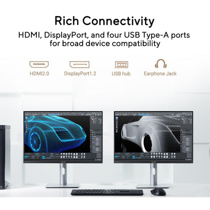 ASUS ProArt Display PA278QV 27” WQHD (2560 x 1440) Monitor, 100% sRGB/Rec. 709 ΔE < 2, IPS, DisplayPort HDMI DVI-D Mini DP, Calman Verified, Eye Care, Anti-Glare, Tilt Pivot Swivel Height Adjustable