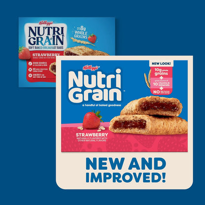 Nutri-Grain Soft Baked Breakfast Bars, Made with Whole Grains, Kids Snacks, Strawberry (6 Boxes, 48 Count)