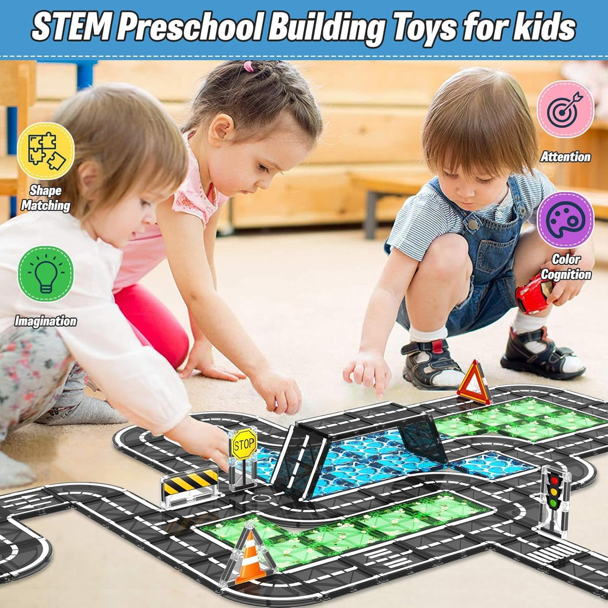 Magnetic Tiles Toddler Building Blocks Toys, Magnet Montessori Kids Toys for 3+ Year Old Boys and Girls, Preschool Learning Sensory STEM Education Gift Games, Birthday Gifts Idea for Kids Toddlers.