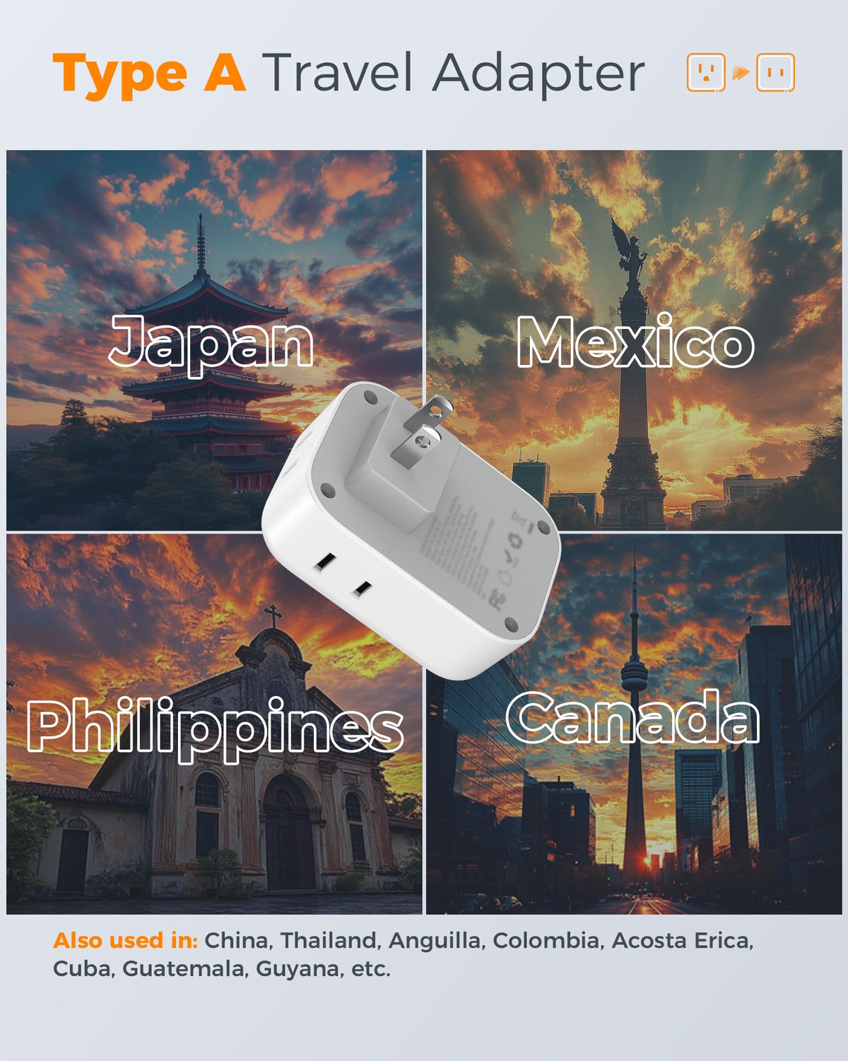 2 Pack European Plug Adapter USB C, TESSAN US to Europe Adapter 4 Outlets 3 USB Charger, Type C International Power Adaptor to Italy Spain France Portugal Iceland Germany, Europe Travel Essentials