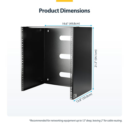 StarTech.com 6U Wall Mount Network Rack - 14 Inch Deep (Low Profile) - 19" Patch Panel Bracket for Shallow Server and IT Equipment, Network Switches - 44lbs/20kg Weight Capacity, Black (WALLMOUNT6)