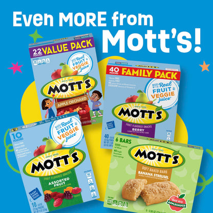 Mott's Fruit Flavored Snacks, Berry and Assorted Fruit, Gluten Free Snack, Value Pack, 22 Ct, 17.6 oz