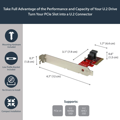 StarTech.com M.2. PCI-e NVMe to U.2 (SFF-8639) Adapter - Not Compatible with SATA Drives or SAS Controllers - For M.2 PCIe NVMe SSDs - PCIe M.2 Drive to U.2 Host Adapter - M2 SSD Converter, TAA