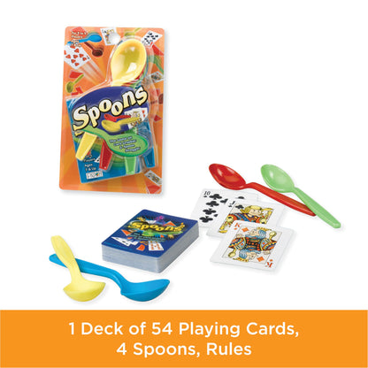 PlayMonster Spoons in a Case, Card Games for Kids - Spoons Game, Fun Family Games for Kids and Adults, Game Night, Travel Games, 3-6 Players, Ages 7+