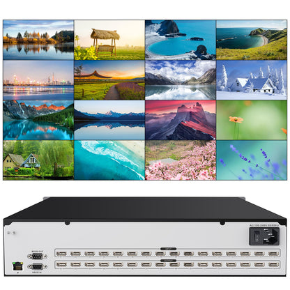 ICUIXIAN 16x16 HDMI Matrix Switch 4K@30Hz with Web GUI+LAN Port+Rs232 Control, Rack Mount HDMI Matrix 16x16 Support EDID, HDCP, Backlit Button, LED Screen Display (16 hdmi switcher 1x16 Splitter)