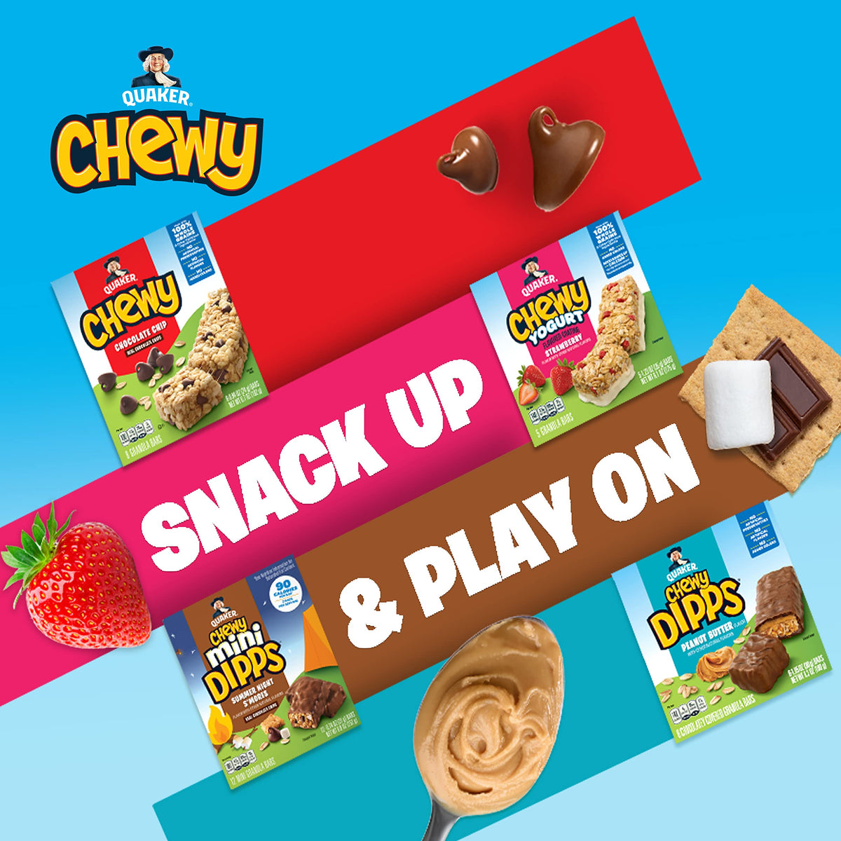 Quaker Chewy Granola Bars, Chewy & Dipps Variety Pack, (58 Bars), Whole Grains, No Artificial Flavors, No Added Colors