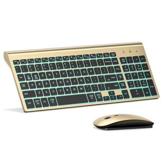 TopMate Wireless Keyboard and Mouse Ultra Slim Combo, 2.4G Silent Compact USB 2400DPI Mouse and Scissor Switch Keyboard Set with Cover, Batteries Included, for PC/Laptop/Windows/Mac - White