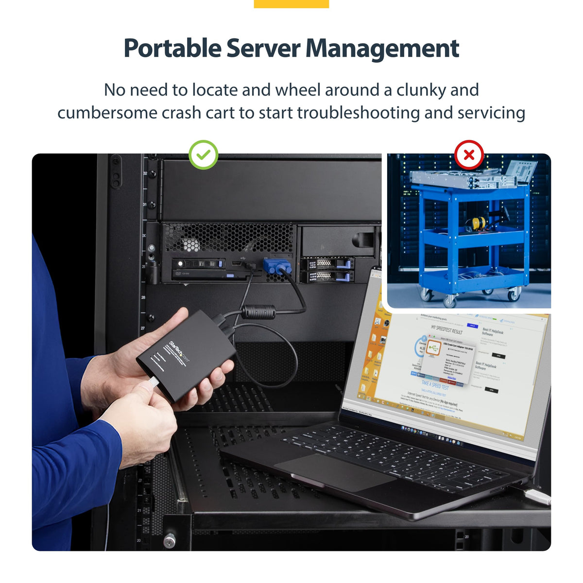 StarTech.com Portable Laptop Crash Cart Adapter, USB/VGA Analogue KVM Console, File Transfer & Video Capture, Windows/Linux/MacOS, TAA