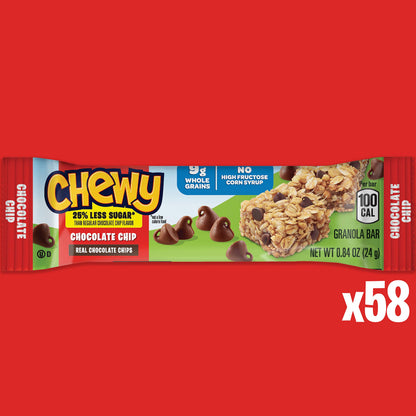 Quaker Chewy Granola Bars, Chewy & Dipps Variety Pack, (58 Bars), Whole Grains, No Artificial Flavors, No Added Colors