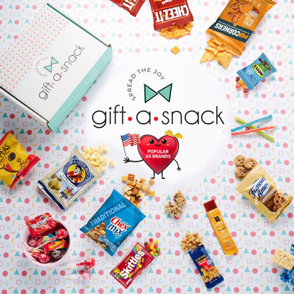 Gift A Snack - Fathers Day Treats Snack Box Variety Pack Care Package + Greeting Card (40 Count) Birthday Sweet Treats Gift Basket, Candies Chips Crackers Bars Office Food Assortments & Variety Gifts
