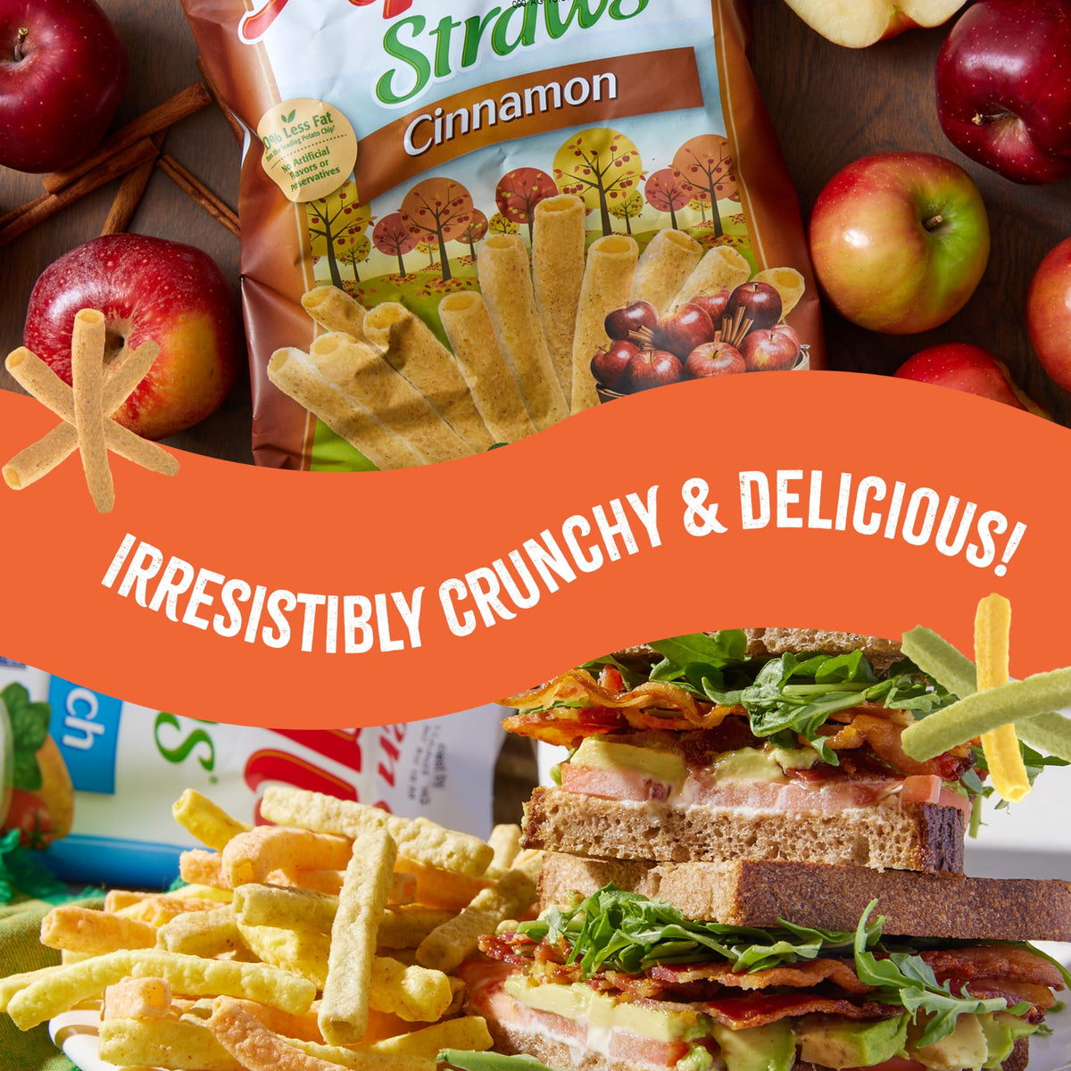 Sensible Portions Veggie Straws - Garden Snacks Variety Pack, Sea Salt, Ranch, Cheddar, Apple Cinnamon, Gluten Free Bulk Snacks, 1 Oz (Pack of 24)