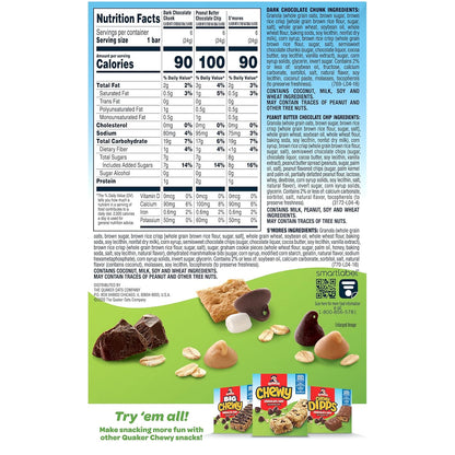 Quaker Chewy Granola Bars, Variety Pack, 18 Count (Pack of 2)
