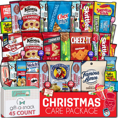 Gift A Snack - Fathers Day Treats Snack Box Variety Pack Care Package + Greeting Card (40 Count) Birthday Sweet Treats Gift Basket, Candies Chips Crackers Bars Office Food Assortments & Variety Gifts