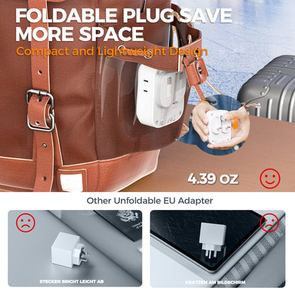 2 Pack European Plug Adapter USB C, TESSAN US to Europe Adapter 4 Outlets 3 USB Charger, Type C International Power Adaptor to Italy Spain France Portugal Iceland Germany, Europe Travel Essentials