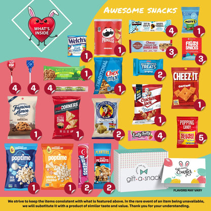 Gift A Snack - Fathers Day Treats Snack Box Variety Pack Care Package + Greeting Card (40 Count) Birthday Sweet Treats Gift Basket, Candies Chips Crackers Bars Office Food Assortments & Variety Gifts