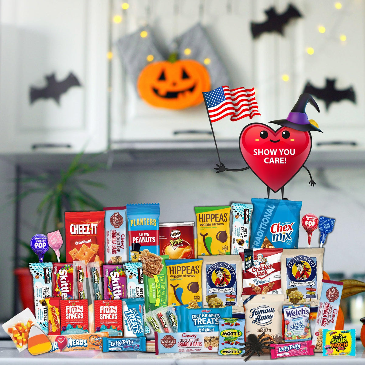 Gift A Snack - Fathers Day Treats Snack Box Variety Pack Care Package + Greeting Card (40 Count) Birthday Sweet Treats Gift Basket, Candies Chips Crackers Bars Office Food Assortments & Variety Gifts