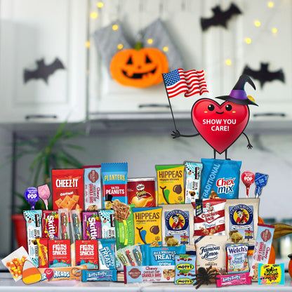 Gift A Snack - Fathers Day Treats Snack Box Variety Pack Care Package + Greeting Card (40 Count) Birthday Sweet Treats Gift Basket, Candies Chips Crackers Bars Office Food Assortments & Variety Gifts