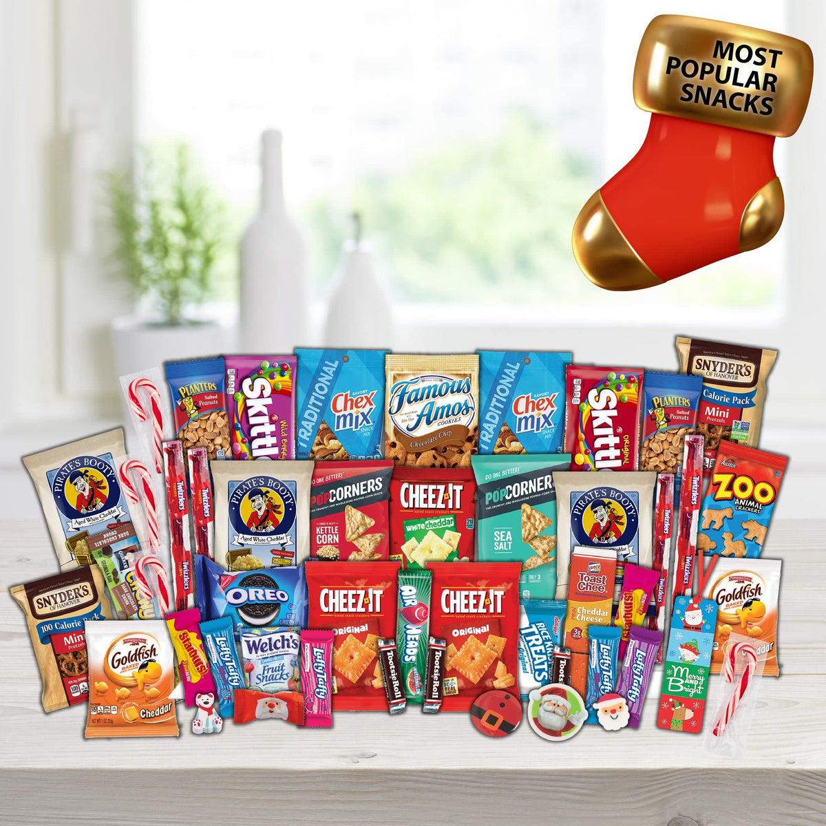 Gift A Snack - Fathers Day Treats Snack Box Variety Pack Care Package + Greeting Card (40 Count) Birthday Sweet Treats Gift Basket, Candies Chips Crackers Bars Office Food Assortments & Variety Gifts
