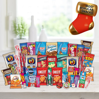 Gift A Snack - Fathers Day Treats Snack Box Variety Pack Care Package + Greeting Card (40 Count) Birthday Sweet Treats Gift Basket, Candies Chips Crackers Bars Office Food Assortments & Variety Gifts