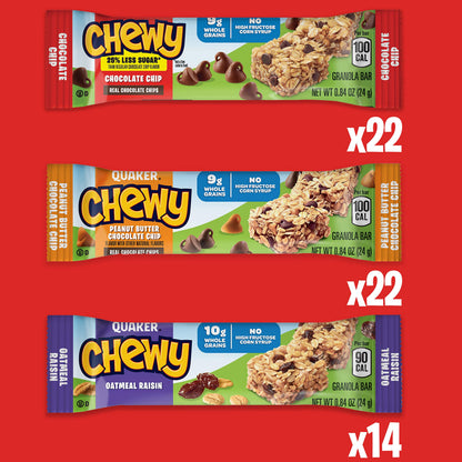 Quaker Chewy Granola Bars, Chewy & Dipps Variety Pack, (58 Bars), Whole Grains, No Artificial Flavors, No Added Colors