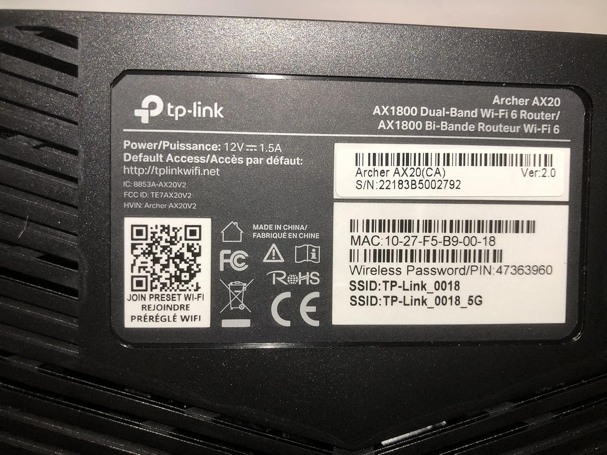 TP-Link WiFi 6 Router AX1800 Smart WiFi Router (Archer AX20) – 802.11ax Router, Dual Band Gigabit Router, Parental Controls, Long Range Coverage