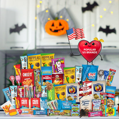 Gift A Snack - Fathers Day Treats Snack Box Variety Pack Care Package + Greeting Card (40 Count) Birthday Sweet Treats Gift Basket, Candies Chips Crackers Bars Office Food Assortments & Variety Gifts