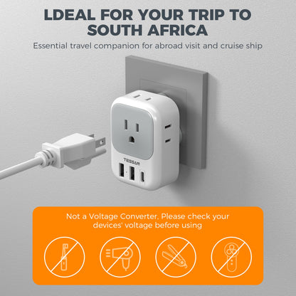 2 Pack European Plug Adapter USB C, TESSAN US to Europe Adapter 4 Outlets 3 USB Charger, Type C International Power Adaptor to Italy Spain France Portugal Iceland Germany, Europe Travel Essentials