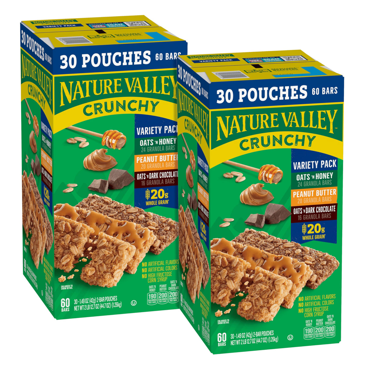 Nature Valley Crunchy Granola Bars, Value Pack, 120 Bars, 89.4 OZ Count (60 Pouches)